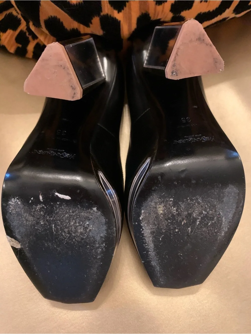Saint Laurent Black Leather Pumps with Mirrored Heel and Platform - Picture 8 of 8